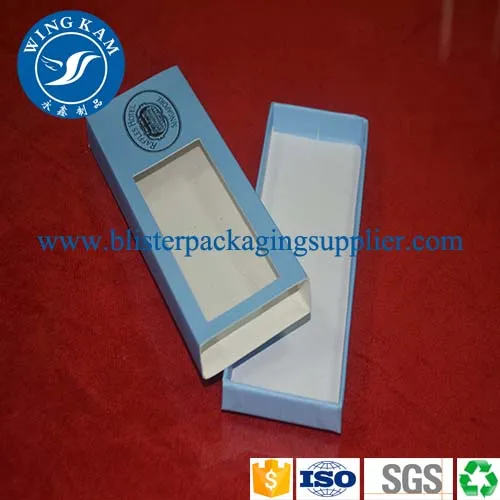 Lusury Small Bright Blue Paper Packaging with Glossy Varnish Coating
