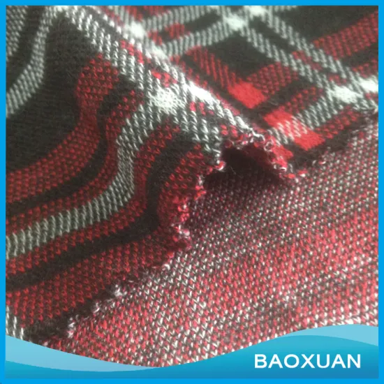 100%Polyester spun gingham checks yarn dyed jacquard fabric knitted for garment