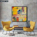 Kuning Abstract Canvas Cetak dengan Frame