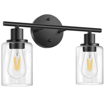 2-Lights Clear Glass Shade LED Vanity Mirror Light
