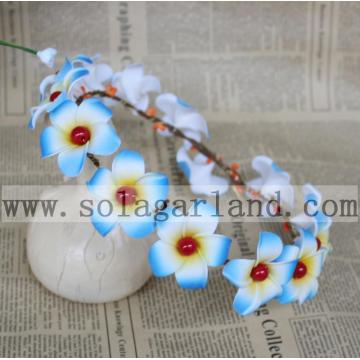 Women Girls Light Blue Floral Garland Hairband Wedding Party Flower Headband