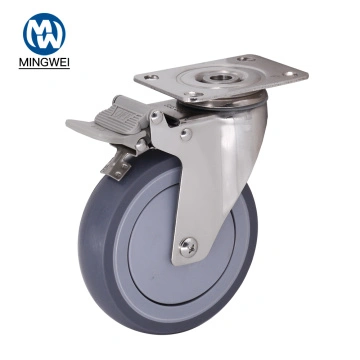 4 Pieces YIRC Furniture Castors 100mm Rubber Swivel Castors with Brakes Trolley Transport Caster for Square Tube with 25mm Diameter 