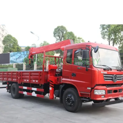 China Flatbed Truck with Crane 8 Ton 10 Ton Truck Mounted Crane Hiab Palfinger Telescopic Boom