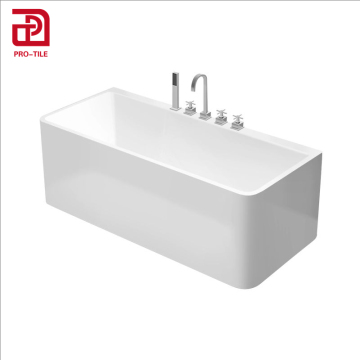 Modern Acrylic Freestanding Soaking Bathtub - Rectangle Shape with Drainer
