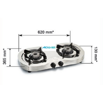 Estufa de acero inoxidable con 2 quemadores