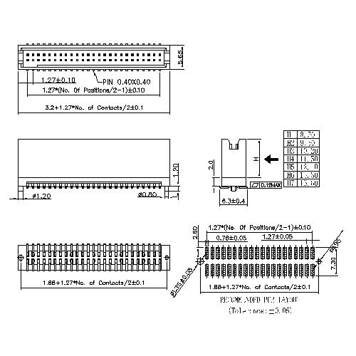 1.27 mm Box Header SMT With Post,,High Profile