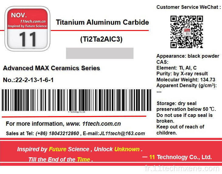 Superfine Aluminium Carbide Max Imports de poudre TI2TA2ALC3