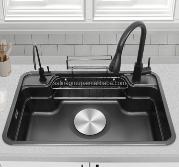 High-Quality 304 Stainless Steel Pull-Out Multifunctional Kitchen Faucet for Countertop and Lower Layer Installation