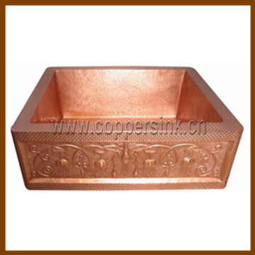 high end hammered pure copper sink