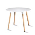 Σκανδιναβικό λευκό στερεό τραπέζι από ξύλο οξιάς στρογγυλό