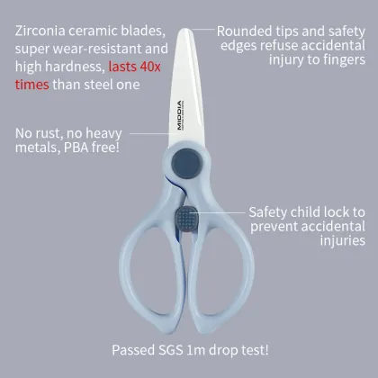 Ceramic Baby Safety Scissors for Supplementary Food - MIDDIA 2.5 Inch Food Scissors