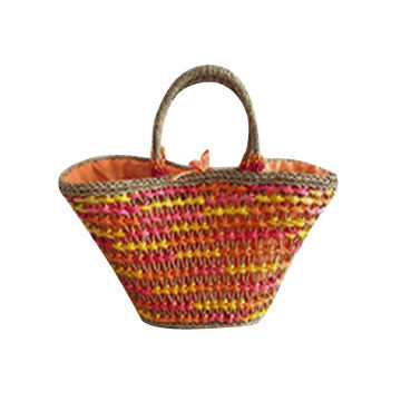 Straw tote bag for beach or shopping, made of sea-grass, various designs and colors are available