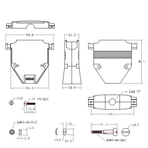 DBZV-37XX1 3 D-SUB METAL HOODS,37P ,V TYPE, SHORT SCREW 