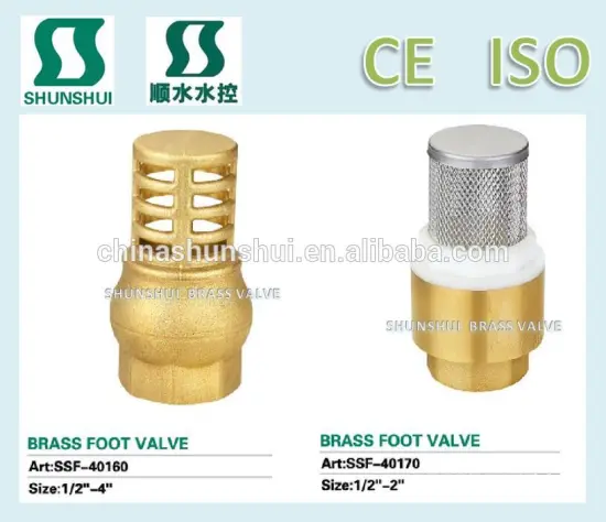 SSF40160 Brass foot valve bottom valve 1/2" - 4" with stainless steel mesh