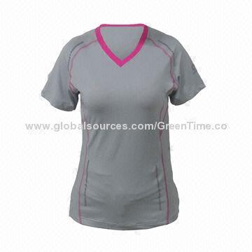 Women's V-neck T-shirt, twilight, short-sleeved 90% recycled polyester/10% spandex wicking function