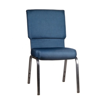 Dinner Room Chairs Iron Frame Fabric Upholstery Stackable Church Chair Supplier