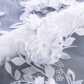 Pure White 3D Flower Lace Embroidery Fabric