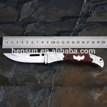Closed Stainless Steel Pocket Knife with Wood Handle