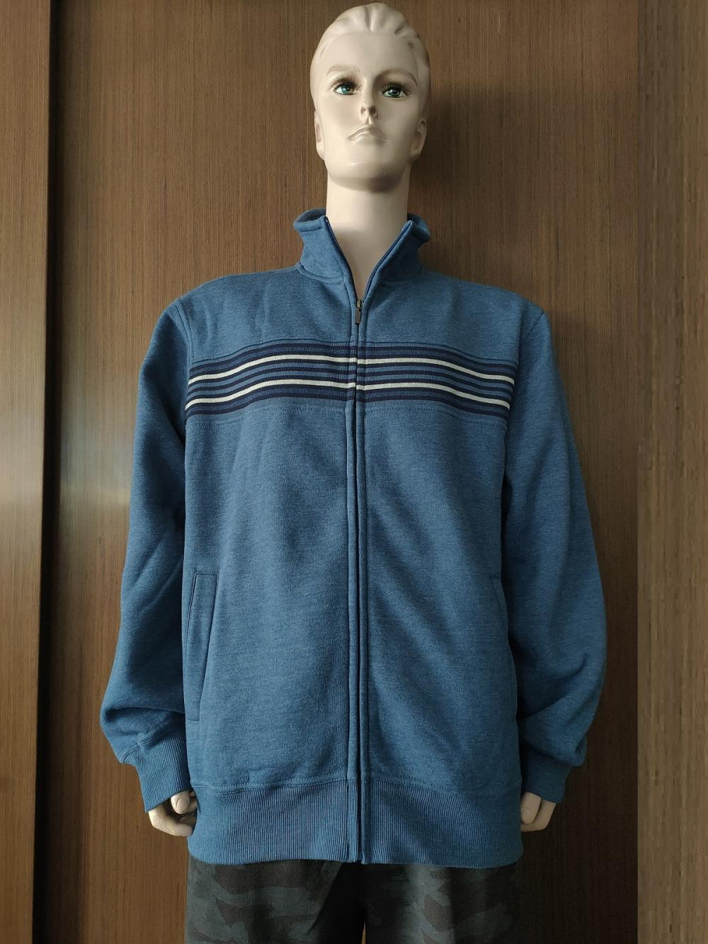 MENS KNIT ZIP THRU TOP W CHEST PANEL