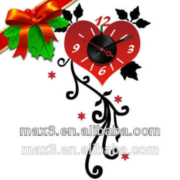 Factory promotional gift christmas gift sticker clock cute heart shape clocks