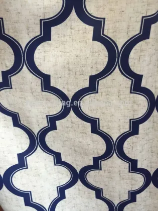 linen look geometric pattern printed woven blackout curtain