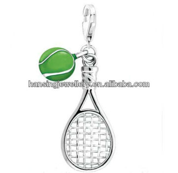 wholesale alloy tennis racquet green ball charm