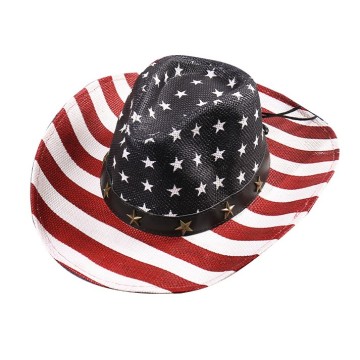 Classic American Flag Cowboy Sunhat - Patriotic Western Hat for Summer