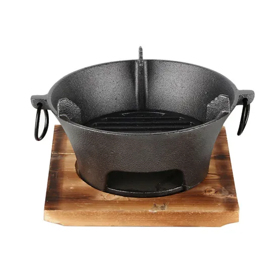 Portable Mini BBQ Grill: A Compact Charcoal Grill with Wood Base for Tabletop Cooking