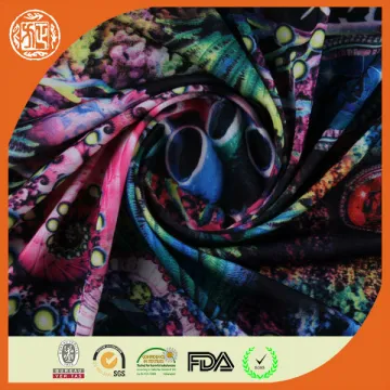 Digital floral pattern swimwear fabric with skulls print