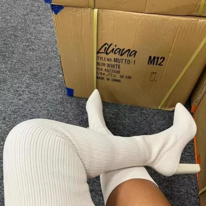 Women's High Tube Elastic Knitting Heel Over Knee Boots