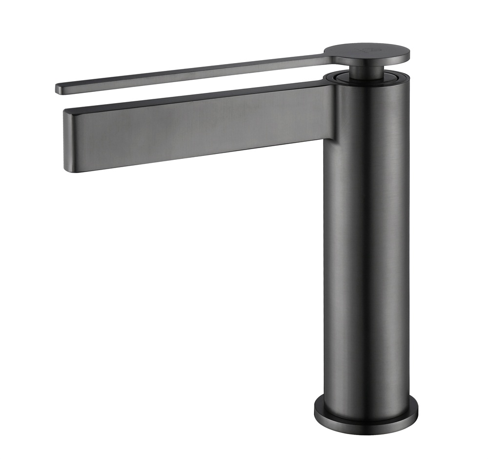 Gun Metal Grey Waterfall Deck Mounted Basin Faucet