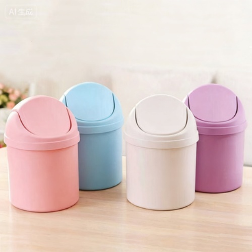 Compact Plastic Trash Can for Desk Use