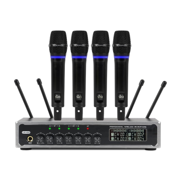 XTUG UH400 4 Channel Wireless Microphone System with Rechargeable Handheld Mics for Karaoke