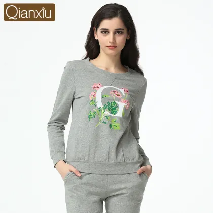 Qianxiu Brand Hoodie Printed Cotton Men Nightgown