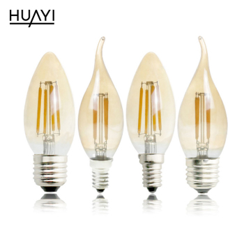 HUAYI New Arrival Dimmable LED Filament Bulb - Clear Amber C35 E27 E14 4w 6w