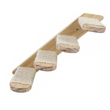 Wooden Cat Wall Shelf: Four-Step Stair Climbing Furniture