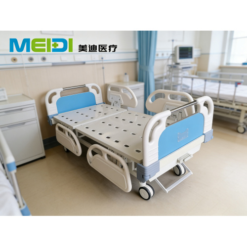 Single Crank Nursing Bed with Four Guardrails, Composite Headboard & Footboard, Central Control Brake for Senior Care & Health C