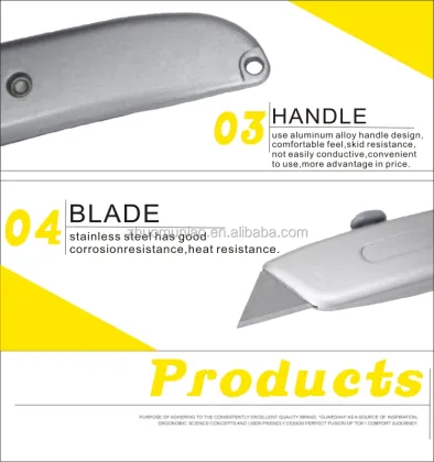 Aluminum Fixed Blade Knives Safety Box Cutter Tools