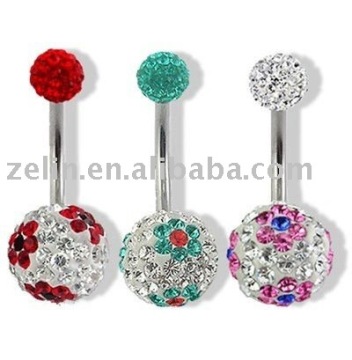 belly button ring Crystal Ferido Flower body piercing navel jewelry