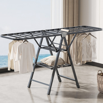Foldable Adjustable Height Black Clothes Drying Rack