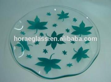 high quality various size round clear glass plate with maple leaf design