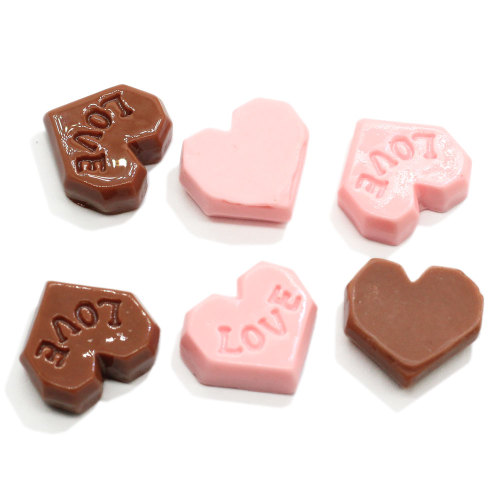 Romantic 100Pcs Heart Chocolate Resin Cabochon Beads Flatback Letter LOVE For Phone Cover Art Decor Diy Ornament Accessories