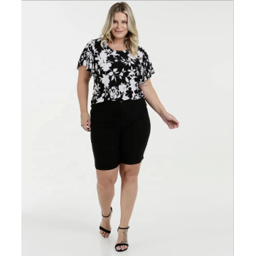 Blusa OEM Moda Feminina Tamanho Plus manga curta