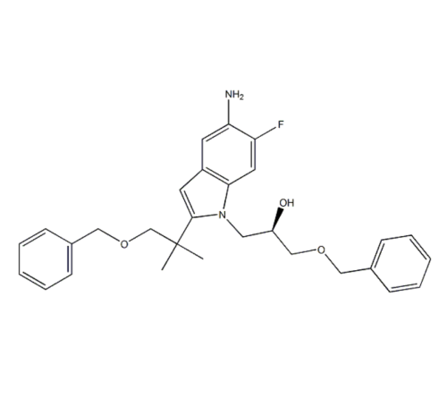 (2R) -1- {5- 아미노 -2- [1- (벤질 옥시) -2- 메틸 -2- 프로 파닐] -6- 플루오로 -1H- 인돌 -1- 일 -3- (벤질 옥시) -2- 테자 카프터를위한 프로판올