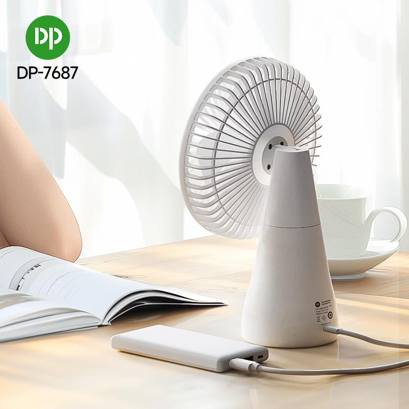 Rotatable Brushless Rechargeable Mini Desk Fan LED light