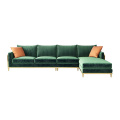 hugis sofa modernong luho na berdeng velvet sofa set