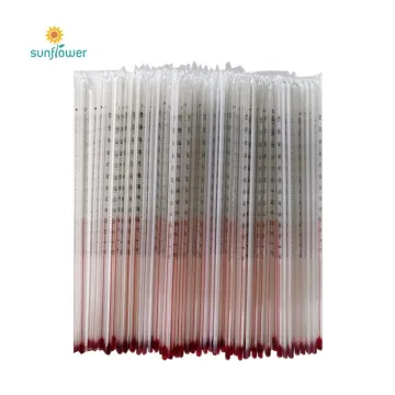 Round Tube Glass Laboratory Alcohol Thermometer for Temperature Measurement from -20 to 110°C