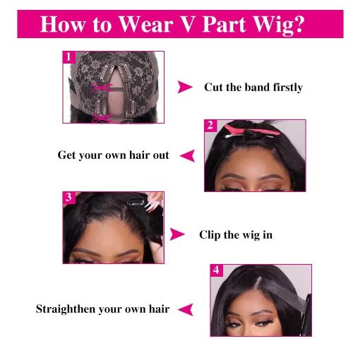 V Part Wigs Human Hair Straight