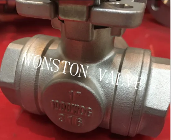 High Platform Three-Way Ball Valve with NPT Thread 1000wog