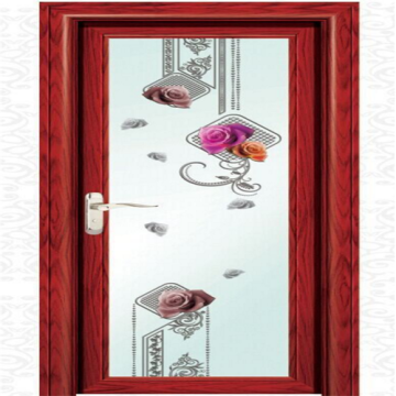 Aluminum Casement Door with Designed Glass for Bathroom
